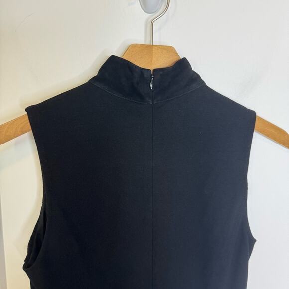 Theory Eulia Lamb Leather Suede High Neck Sleeveless Mini Dress Black Size 2 - Picture 4 of 6